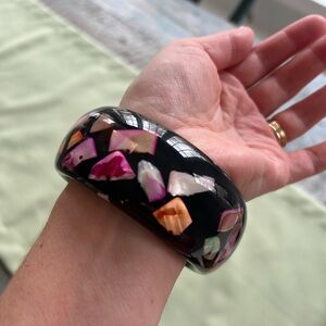 Plastic Bangle Bracelet 2.5” inner diameter 1.5”wide black pink white green